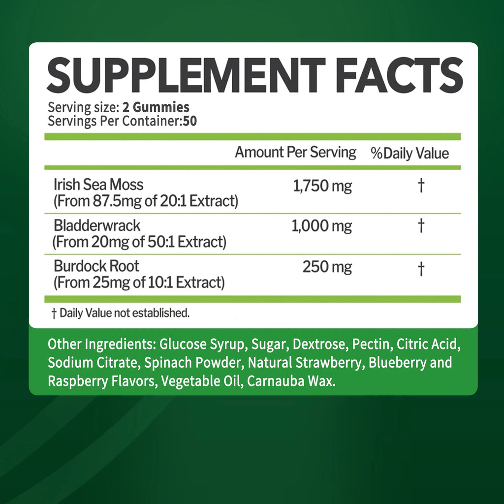 SEAMOSS Gummies - with Bladderwrack, Burdock Root - Immune Health