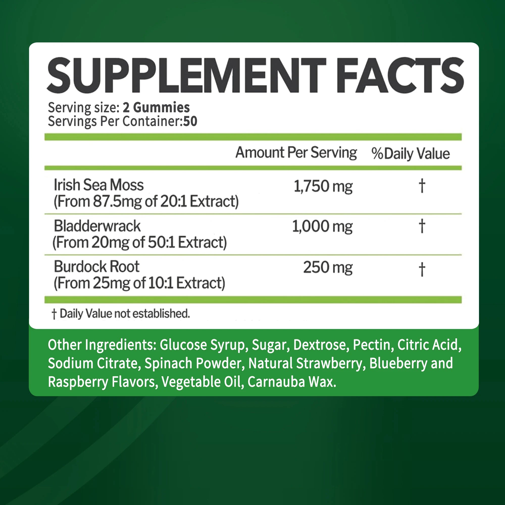 SEAMOSS Gummies - with Bladderwrack, Burdock Root - Immune Health