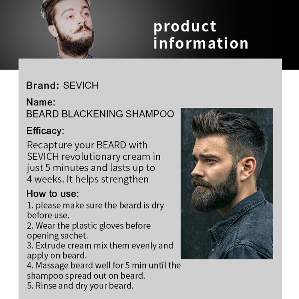 5PCS Natural Beard Hair Dye - 5 Minute Instant Blackening Color Tint Cream