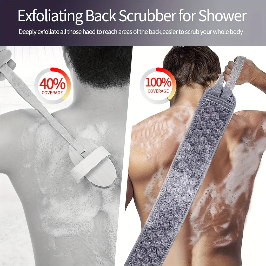 Exfoliating Body Scrubber Set - Includes Back Scrubber, Bath Glove And Shower Bath Sponge