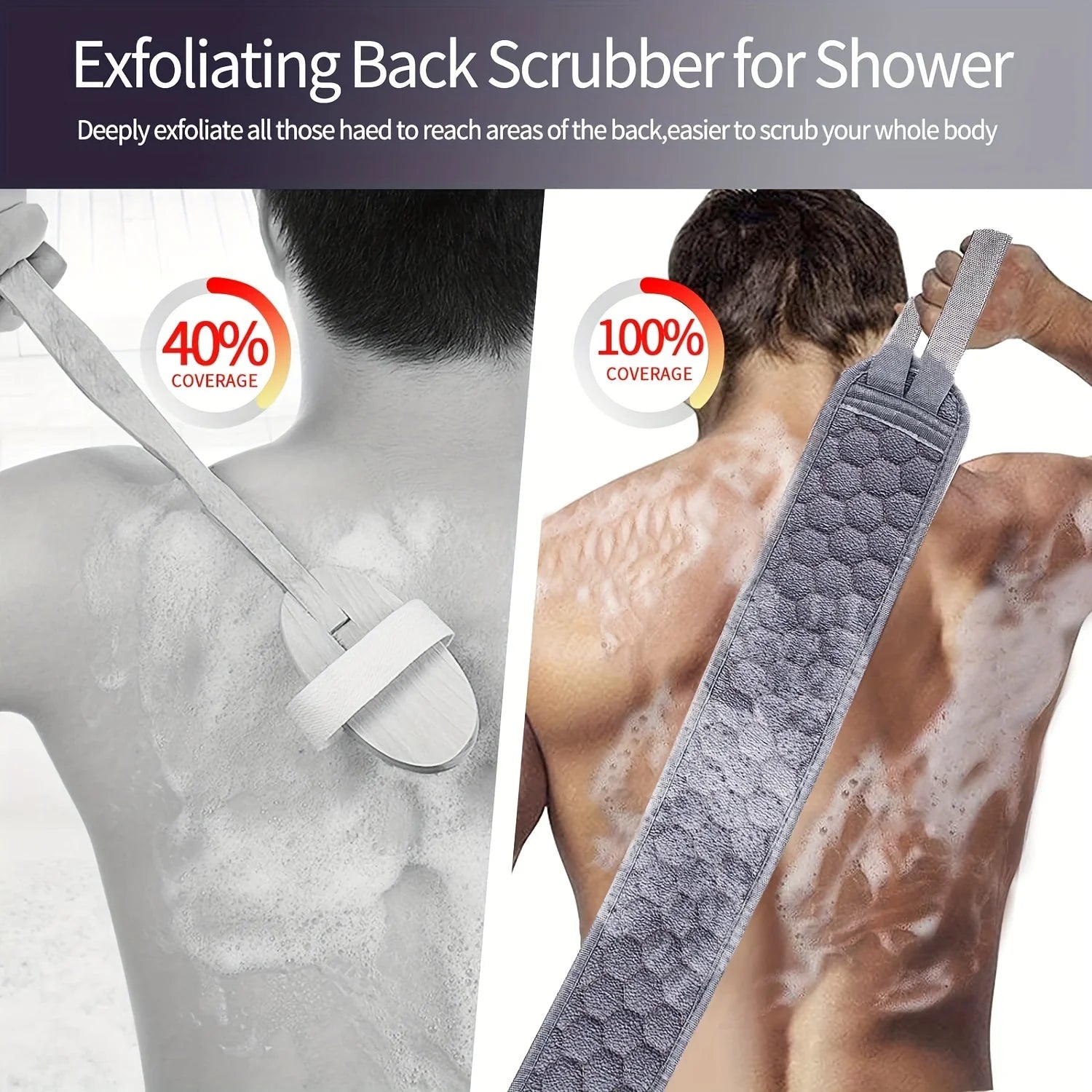Exfoliating Body Scrubber Set - Includes Back Scrubber, Bath Glove And Shower Bath Sponge