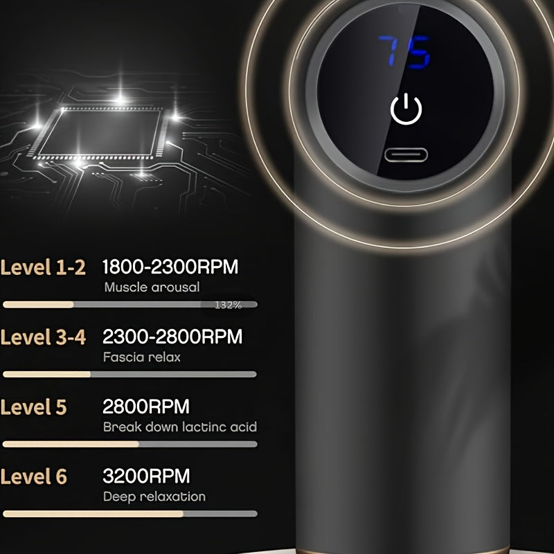 Portable Massage Gun, 4 Heads And 6 Speed Settings